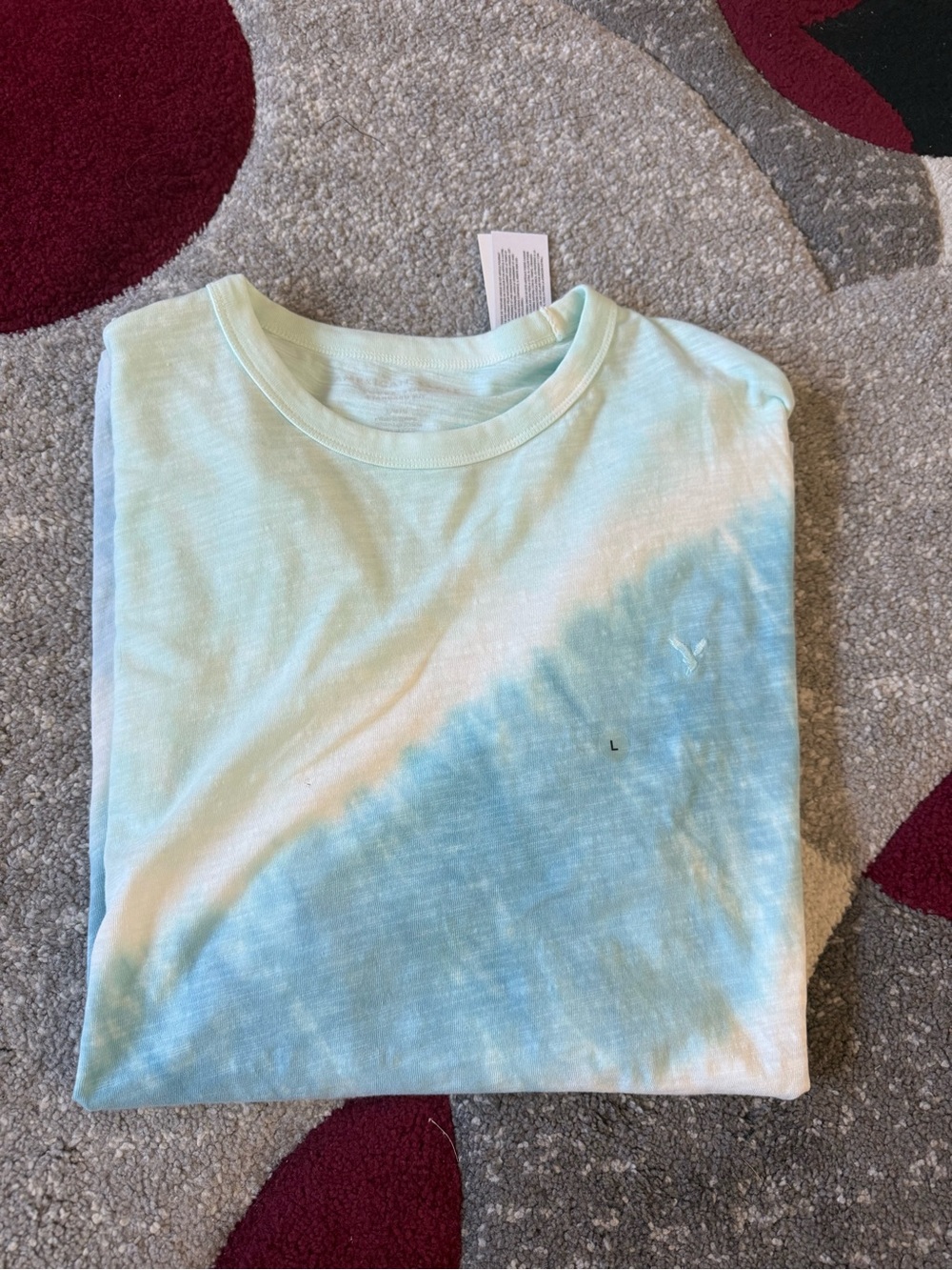 American Eagle Outfitters Mint & Sky Blue Tie-Dye Crew Neck Tee